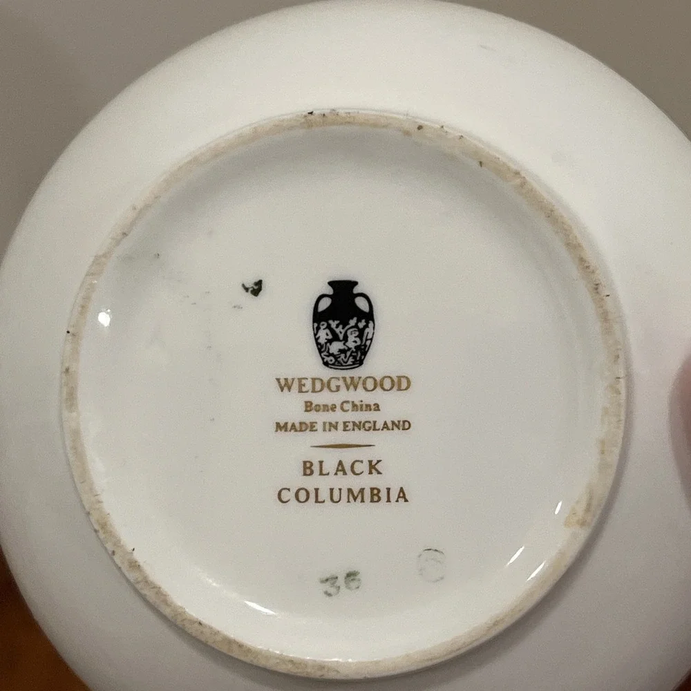 Wedgwood Black Columbia large coffee pot, Sugar, Creamer Set, Rare,‎ Excellent